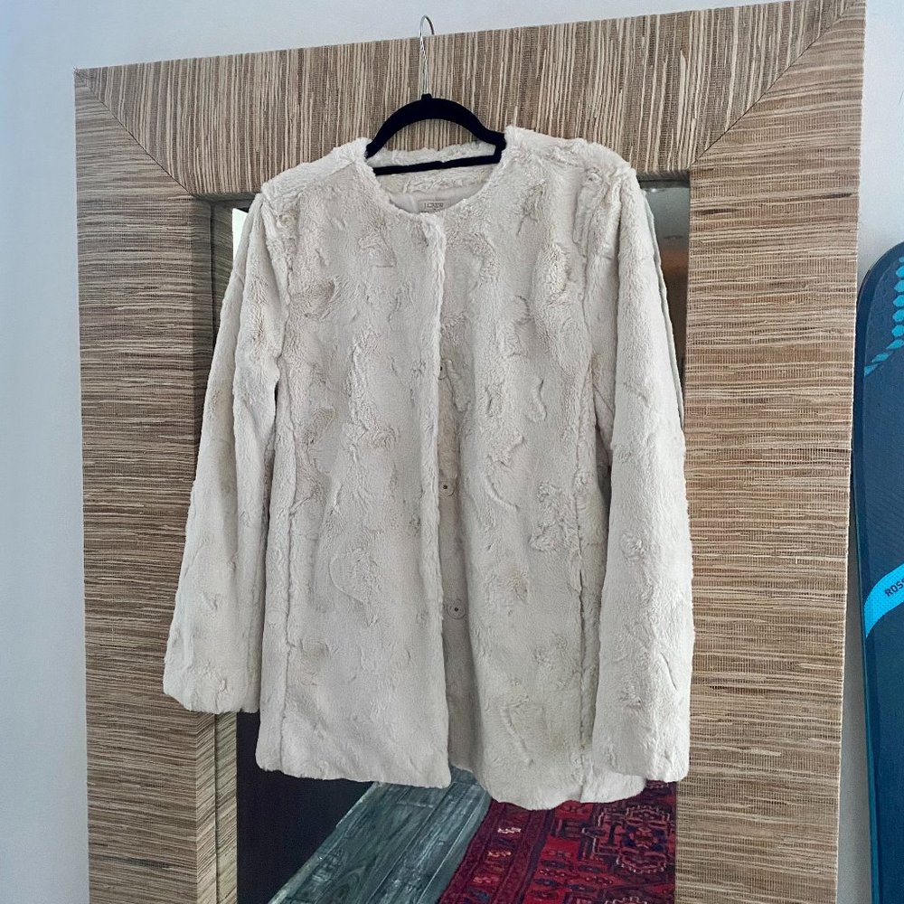 J.Crew Faux Fur Coat in "Snow"